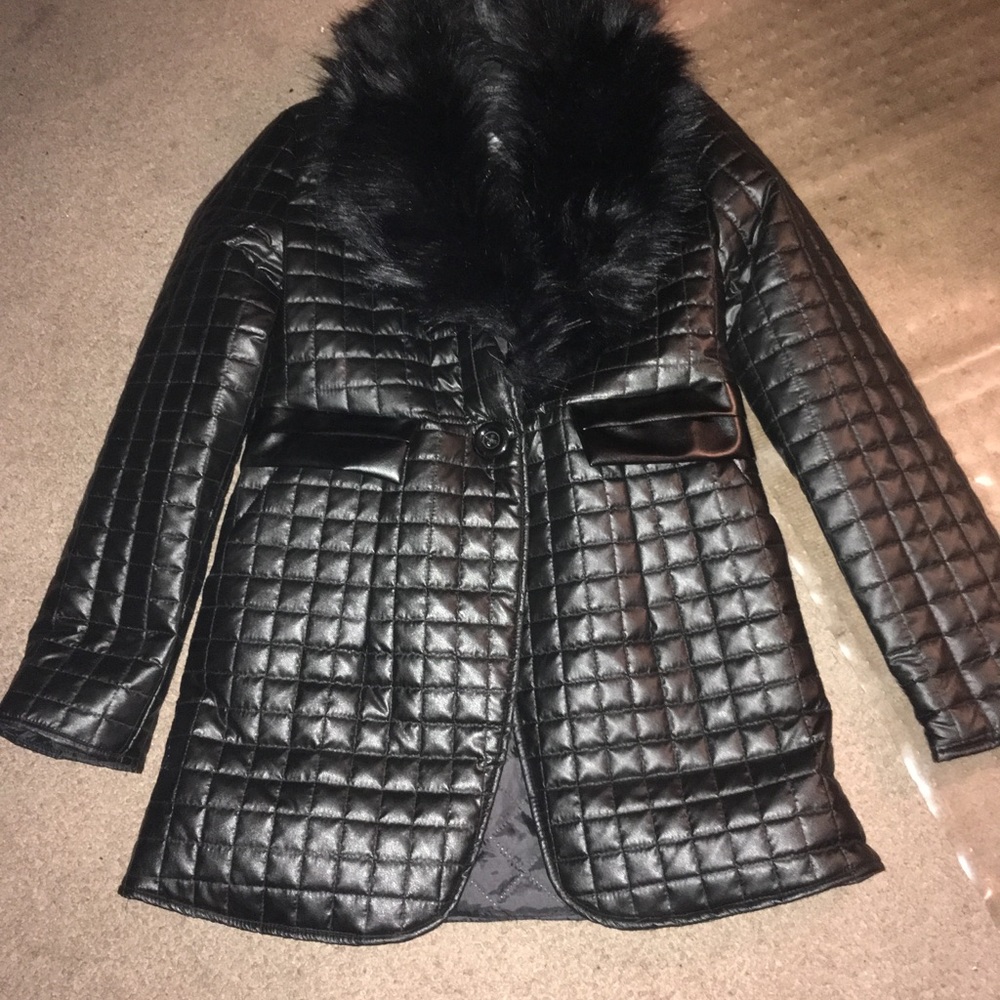 Little Girl Dress Coat Fur collar Size XL